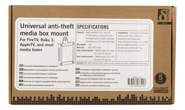 Universal Antitheft media box mount mount kit steel black