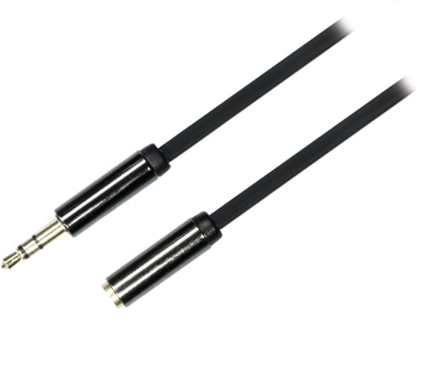 Audio Cable, 3.5mm male to 3.5mm female, 0.5m, black