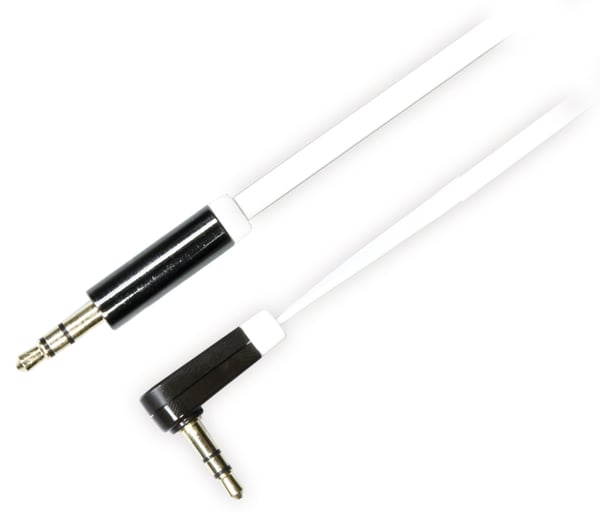 Audio cable, angled 3.5mm male to 3.5mm male, 1m, white