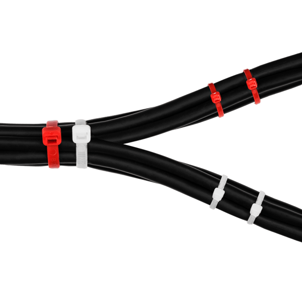 Cable ties, 100mm & 200mm, 200-pack, red/white