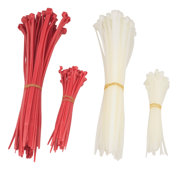 Cable ties, 100mm & 200mm, 200-pack, red/white