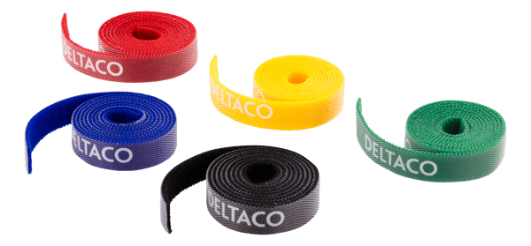 Cable organiser kit, velcro in different colors, 5-pack