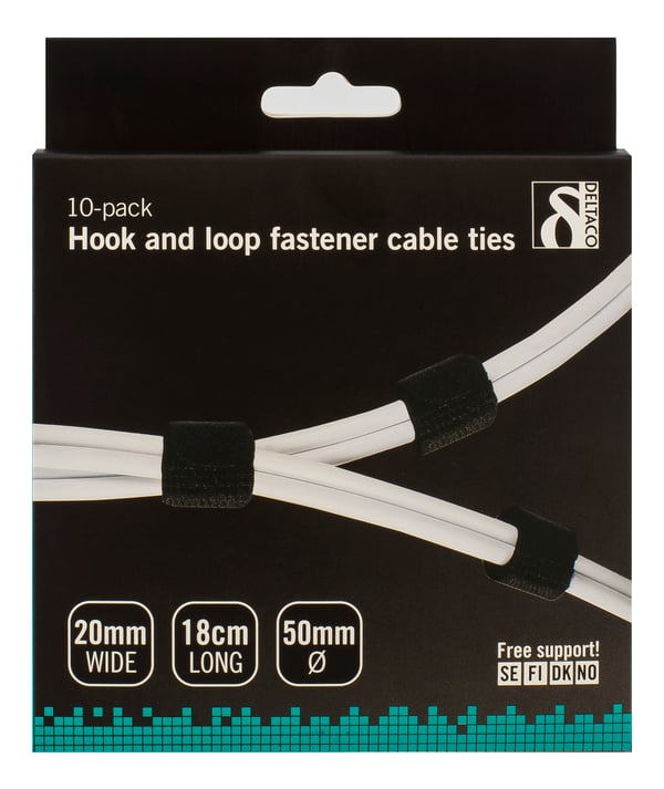 Hook and loop fastener cable ties 20mm width 18cm 10pack