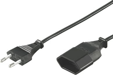 Extension cable, straight CEE 7/16 to Euro socket, 2m, black