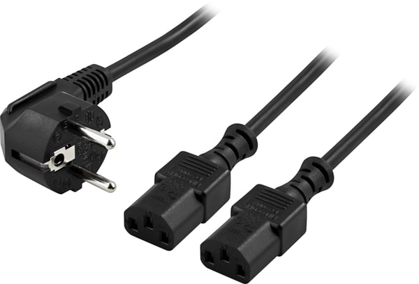 Earthed Y device cable, angled CEE 7/7 2m