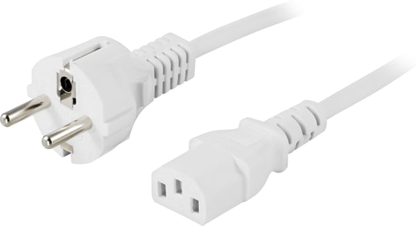 Device cable PC & wall straight CEE 7/7 & IEC C13 1m white