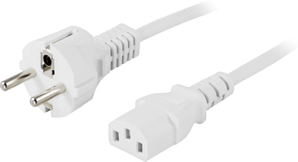 Device cable PC & wall straight CEE 7/7 & IEC C13 2m white