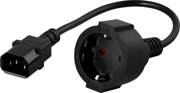 Device adapter, IEC C14 male to CEE 7/4 Schuko female, 0.2m