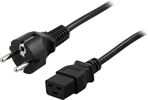 Device cable, 16A, straight CEE 7/7 - straight IEC C19, 1m
