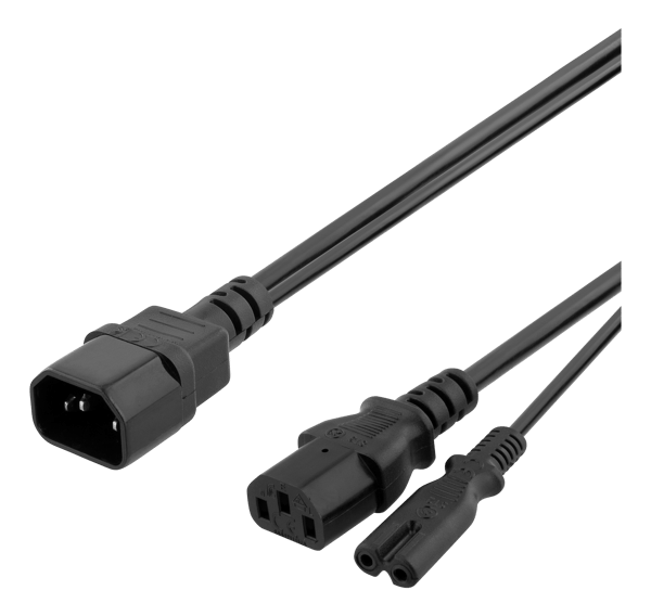 Y-Splitter power cord C14 to C13+C7, 0.5m, black