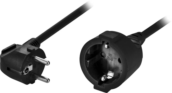 Earthed extension cable angled CEE 7/7 5m