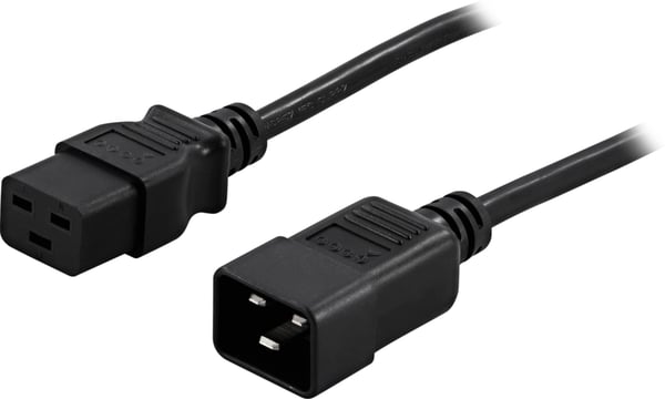 Earthed device/extension cable, straight IEC 60320 C19 2m