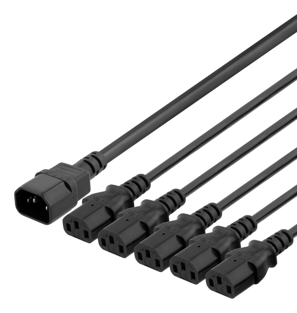 IEC C14 to 5x IEC C13 Power cable, 1m, 10A/250V, Y-Splitter