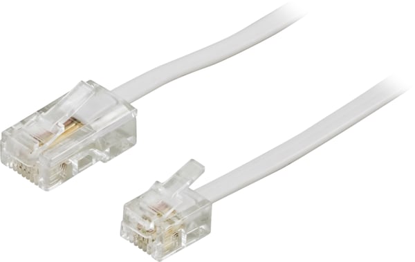 Modular cable, 8P4C to 6P4C(RJ11), 3 m, white