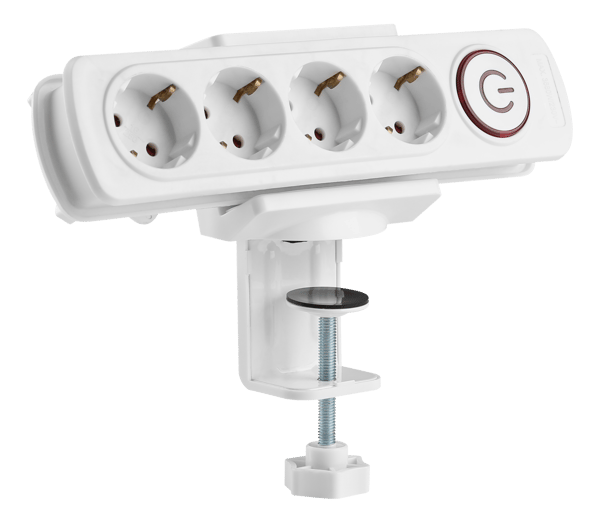 OFFICE Clamp-on power strip holder for desks, white