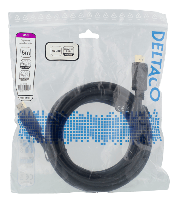 DisplayPort cable, 5m, 4K UHD, DP 1.2, black