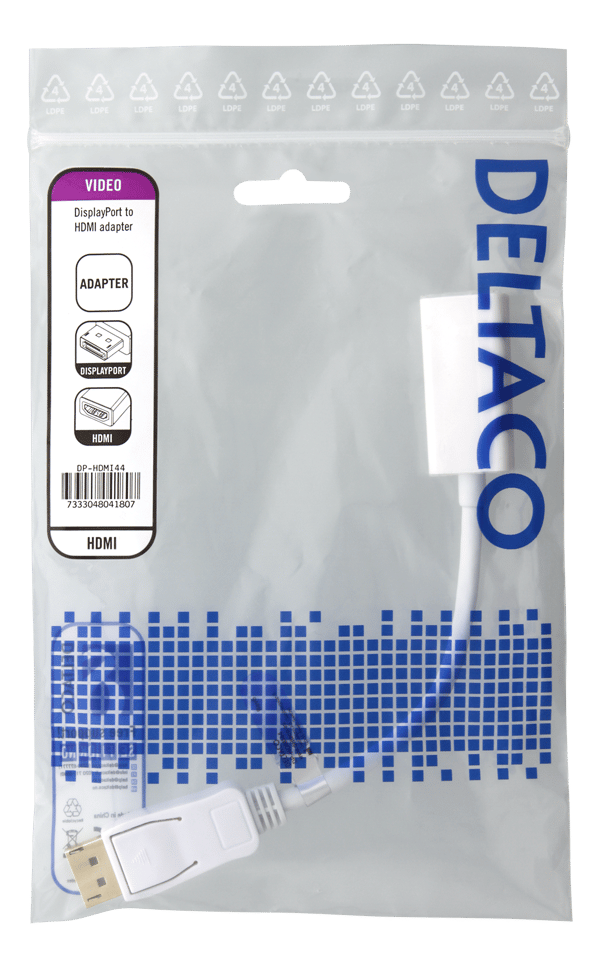 Displayport ma, HDMI fe adapter, DP++, 3840x2160 60Hz, white