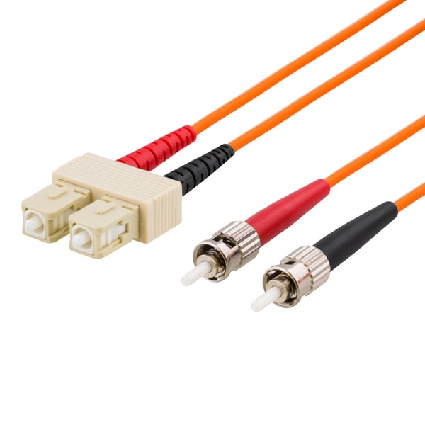 OM1 Fiber cable, SC - ST, duplex, UPC, 62,5/125, 2m, orange