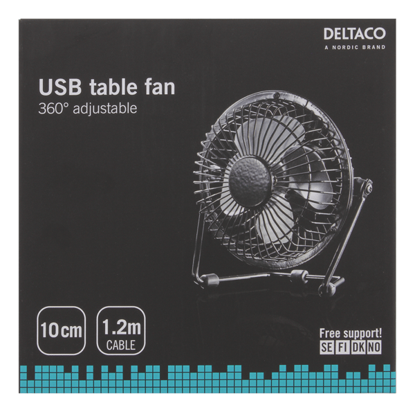 USB fan, 10cm, table model, 1x USB Type A ma, black