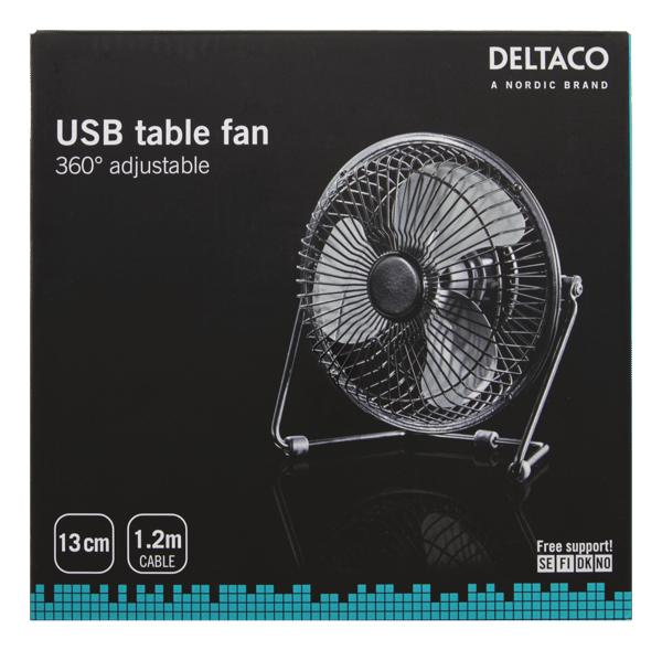 USB fan, 13cm, table model, 1x USB Type A ma, black