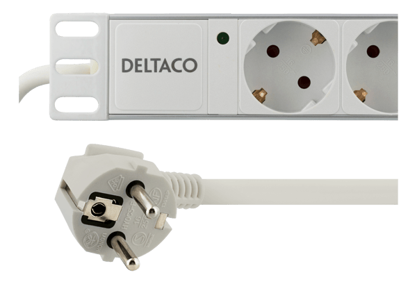 Power strip, 8xCEE 7/3, 1xCEE 7/7, 2m, cable, white