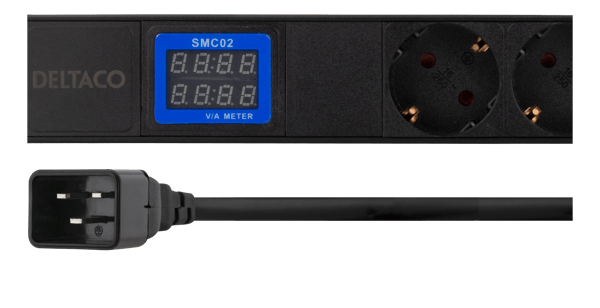 19" PDU 7 CEE 7/3 outlets, 3500W, ammeter and volt meter