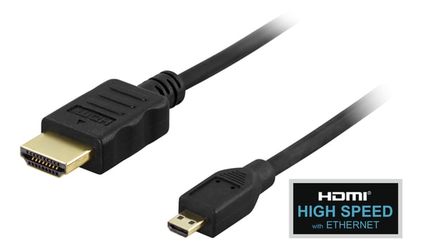 HDMI A - Micro cable, HDMI High Speed w/ Ethernet, 1m, black HDMI A - Micro cable, HDMI High Speed w/ Ethernet, 1m, black