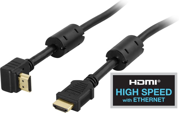 Angled HDMI cable, High Speed HDMI, 3m, black