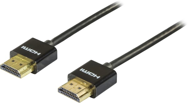 Thin HDMI cable, HDMI High Speed with Ethernet, 2m, black