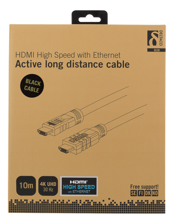 Active HDMI cable, HDMI High Speed with Ethernet, 10m, black