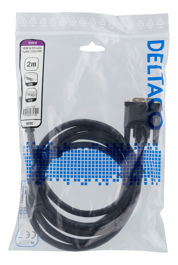 HDMI to DVI cable, 2m, Full HD, black