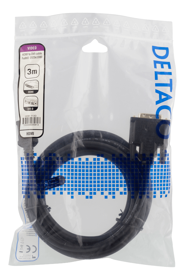HDMI to DVI cable, 3m, Full HD, black