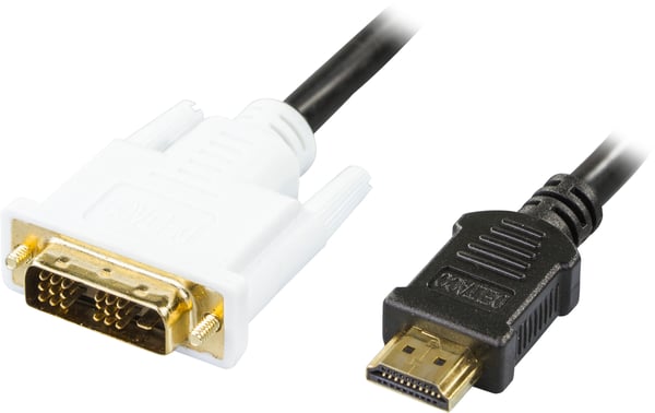 HDMI to DVI-cable, Full HD @60Hz, 19-pin male - DVI-D Single