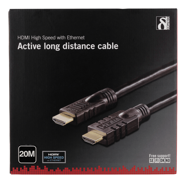 Active HDMI cable, HDMI High Speed with Ethernet, 20m, black