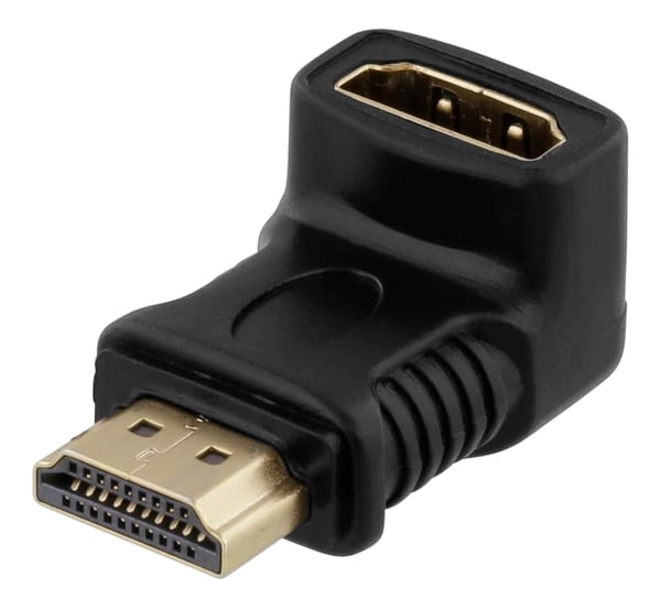 HDMI adapter, 19-pin male to female, angled, black