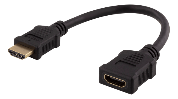 Flexible HDMI adapter, 0.2m, HDMI M/F, UHD, black