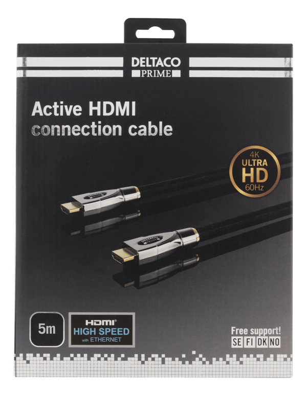 PRIME active HDMI cable 5m Textile HDMI Type A ma 4K black
