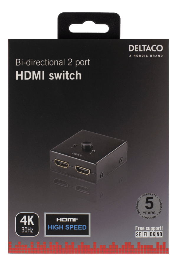 Bidirectional HDMI switch, 1-2 or 2-1, manual, black
