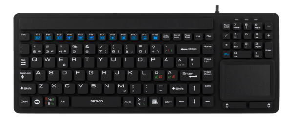 Rubberized keyboard with touchpad, IP68, 104 keys, black
