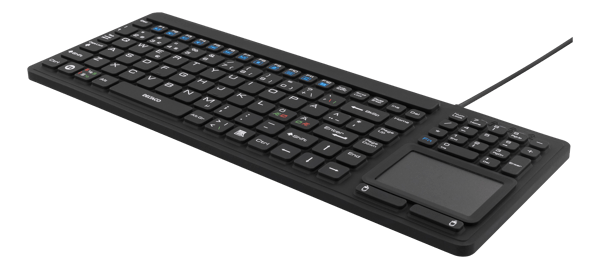 Rubberized keyboard with touchpad, IP68, 104 keys, black