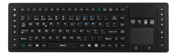Wireless Keyboard w/ touchpad, silicone, IP65, 2,4 GHz,black