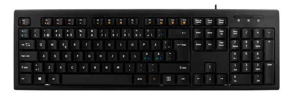 Fullsize wired Keyboard, 105 keys, USB-A 1.8m connection