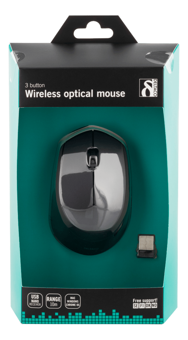 Wireless optical mouse 2.4GHz, 3 buttons with a scroll, grey