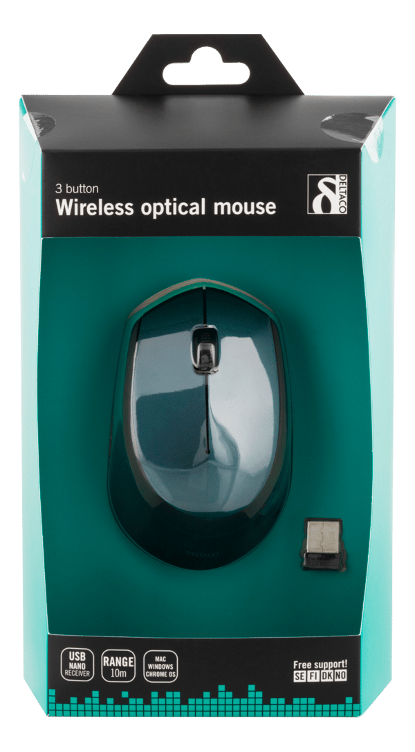 Wireless optical mouse 2.4GHz, 3 buttons w/ a scroll, green