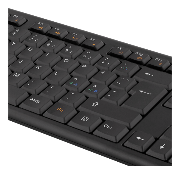 Keyboard kit with mouse, PAN Nordic layout, USB, black