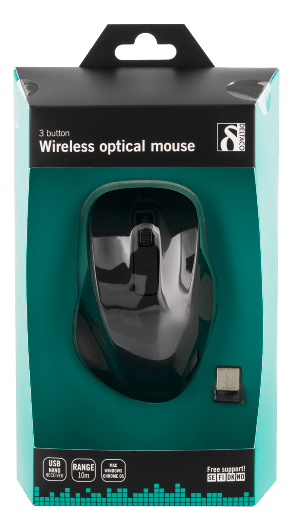 Wireless optical mouse 2.4GHz, 3 buttons w/ a scroll, black