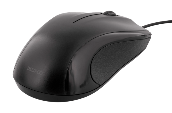 Wired optical mouse, 3 buttons w/ a scroll, 1200 DPI, black
