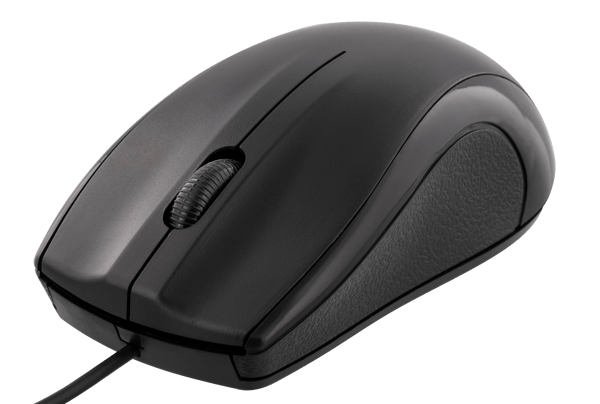 Wired optical mouse, 3 buttons w/ a scroll, 1200 DPI, black