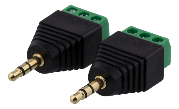 3-pin Terminal block to 3.5mm, 2-Pack, Screw fix, 3.5mm male