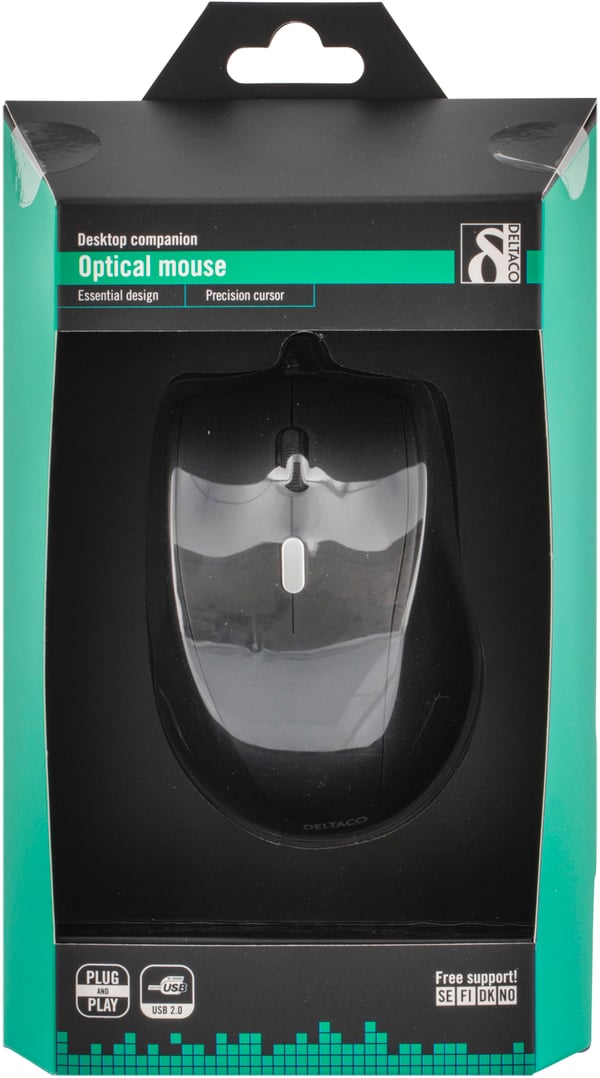 Optical mouse, 3 buttons with scroll, USB, black